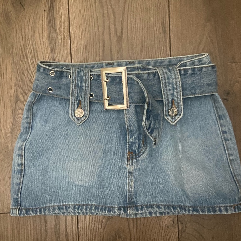 denim micro mini skirt